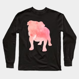 Pink Bulldog Silhouette Long Sleeve T-Shirt